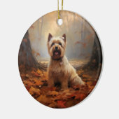 Biewer Terrier in Herfst laat Herfst inspireren Keramisch Ornament (Links)