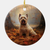 Biewer Terrier in Herfst laat Herfst inspireren Keramisch Ornament (Achterkant)