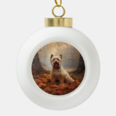 Biewer Terrier in Herfst laat Herfst inspireren Keramische Bal Ornament (Voorkant)
