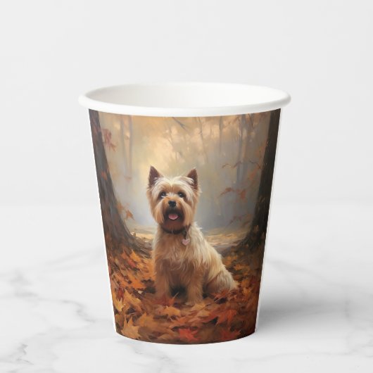 Biewer Terrier in Herfst laat Herfst inspireren Papieren Bekers (Voorkant)