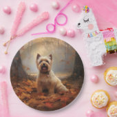 Biewer Terrier in Herfst laat Herfst inspireren Papieren Bordje (Feest)