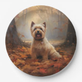 Biewer Terrier in Herfst laat Herfst inspireren Papieren Bordje (Voorkant)