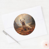 Biewer Terrier in Herfst laat Herfst inspireren Ronde Sticker (Envelop)