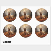 Biewer Terrier in Herfst laat Herfst inspireren Ronde Sticker (Vel)