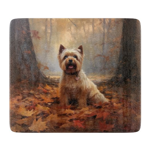 Biewer Terrier in Herfst laat Herfst inspireren Snijplank (Voorkant)