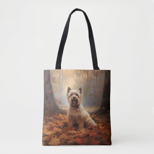 Biewer Terrier in Herfst laat Herfst inspireren Tote Bag (Voorkant)