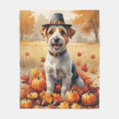 Biewer Terrier in herfstbladeren Thanksgiving Kuns Fleece Deken (Voorkant)