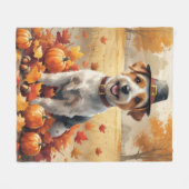 Biewer Terrier in herfstbladeren Thanksgiving Kuns Fleece Deken (Voorkant (Horizontaal))