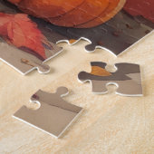 Biewer Terrier in herfstbladeren Thanksgiving Kuns Legpuzzel (Zijkant)