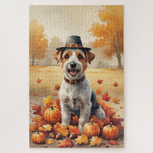 Biewer Terrier in herfstbladeren Thanksgiving Kuns Legpuzzel (Verticaal)