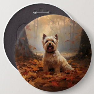 Biewer Terrier in herfstbladeren val inspireren Ronde Button 6,0 Cm