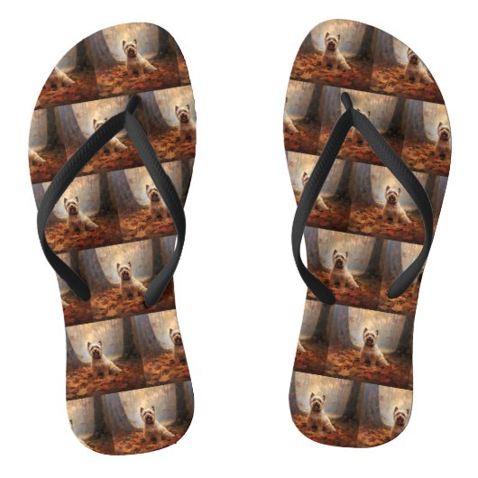 Biewer Terrier in herfstbladeren val inspireren Teenslippers (Voetbed)