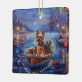 Biewer Terrier Kerst Feestelijke Reis Keramisch Ornament (Links)