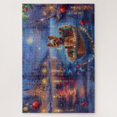 Biewer Terrier Kerst Feestelijke Reis Legpuzzel (Verticaal)