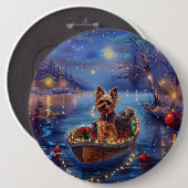 Biewer Terrier Kerst Feestelijke Reis Ronde Button 6,0 Cm (Voorkant /achterkant)