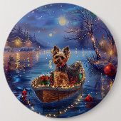 Biewer Terrier Kerst Feestelijke Reis Ronde Button 6,0 Cm (Voorkant)