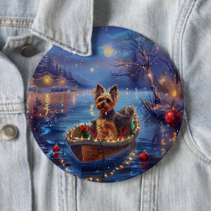 Biewer Terrier Kerst Feestelijke Reis Ronde Button 6,0 Cm