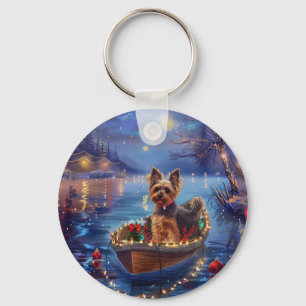 Biewer Terrier Kerst Feestelijke Reis Sleutelhanger