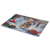 Biewer Terrier Kerst Feestelijke Sneeuw Scene Snijplank (Hoek)