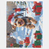 Biewer Terrier Kerst Feestelijke Sneeuwscène Fleece Deken (Voorkant)