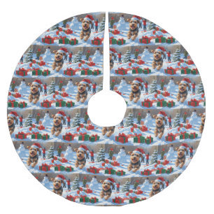 Biewer Terrier Kerst Feestelijke Sneeuwscène Kerstboom Rok