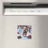 Biewer Terrier Kerst Feestelijke Sneeuwscène Magneet (Insitu (Vaatwasser))