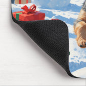 Biewer Terrier Kerst Feestelijke Sneeuwscène Muismat (Hoek)