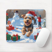 Biewer Terrier Kerst Feestelijke Sneeuwscène Muismat (Met muis)