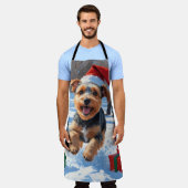 Biewer Terrier Kerst Feestelijke Sneeuwscène Schort (Gedragen)