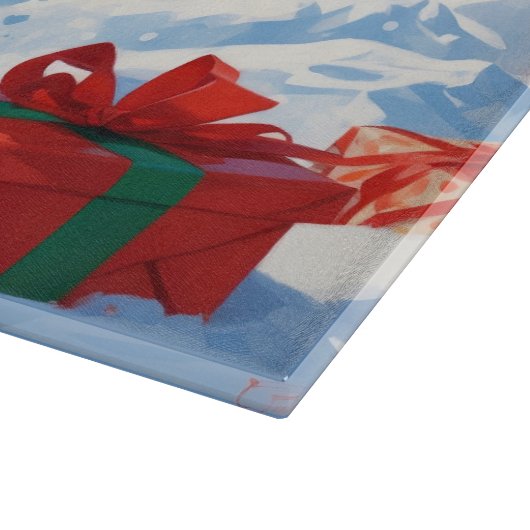 Biewer Terrier Kerst Feestelijke Sneeuwscène Snijplank (Hoek)