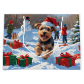 Biewer Terrier Kerst Festieve Sneeuw Scene Groot Cadeauzakje (Voorkant)