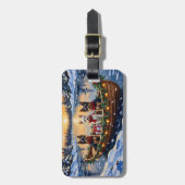 Biewer Terrier Kerstboot Vakantie Bagagelabel (Voorkant verticaal)