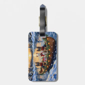 Biewer Terrier Kerstboot Vakantie Bagagelabel (Achterkant verticaal)
