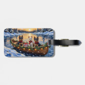 Biewer Terrier Kerstboot Vakantie Bagagelabel (Achterkant horizontaal)