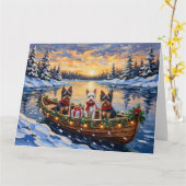 Biewer Terrier Kerstboot Vakantie Kaart (Gele Bloem)