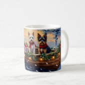 Biewer Terrier Kerstboot Vakantie Koffiemok (Voorkant rechts)
