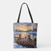 Biewer Terrier Kerstboot Vakantie Tote Bag (Achterkant)