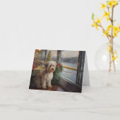 Biewer Terrier Kerstcruise: Pawsome Holiday Kaart (Gele Bloem)