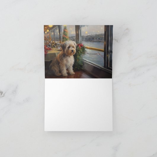 Biewer Terrier Kerstcruise: Pawsome Holiday Kaart (Binnen)