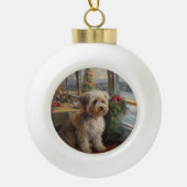 Biewer Terrier Kerstcruise: Pawsome Holiday Keramische Bal Ornament (Voorkant)