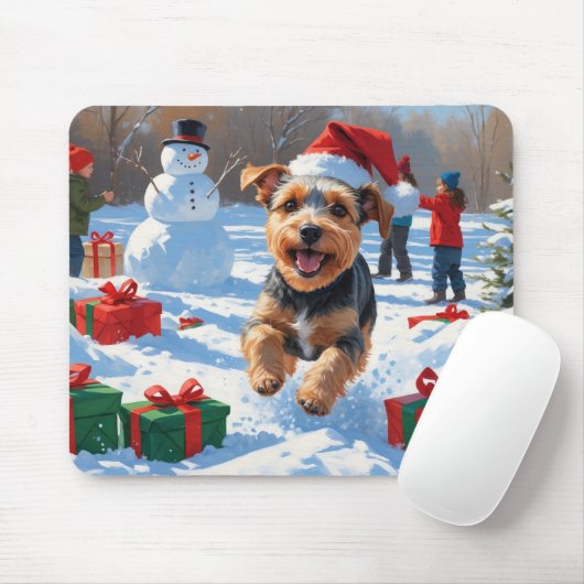 Biewer Terrier Kerstfeest Sneeuwlandschap Muismat (Met muis)