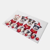 Biewer Terrier Kerstjurk Kerstman Hoed Deurmat (Schuin)
