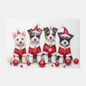 Biewer Terrier Kerstjurk Kerstman Hoed Deurmat (Voorkant)