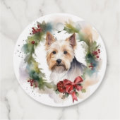 Biewer Terrier Kerstkrans Feestelijke Pup Bedankjes Labels (Achterkant)