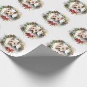Biewer Terrier Kerstkrans Feestelijke Pup Cadeaupapier (Hoek)