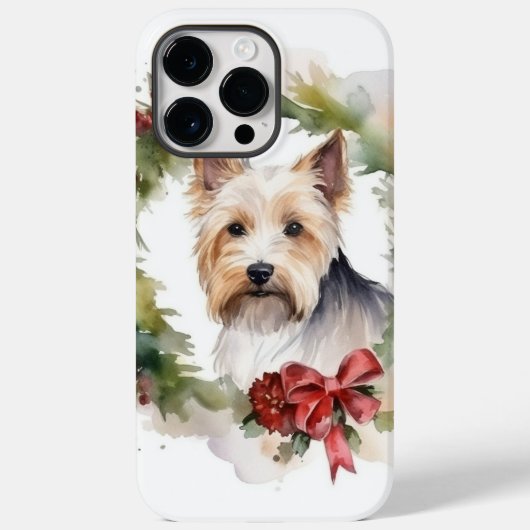 Biewer Terrier Kerstkrans Feestelijke Pup Case-Mate iPhone Case (Achterkant)