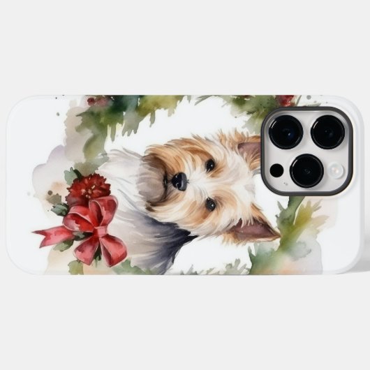 Biewer Terrier Kerstkrans Feestelijke Pup Case-Mate iPhone Case (Achterkant (horizontaal))