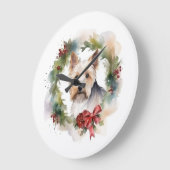 Biewer Terrier Kerstkrans Feestelijke Pup Grote Klok (Hoek)