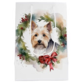 Biewer Terrier Kerstkrans Feestelijke Pup Medium Cadeauzakje (Achterkant)