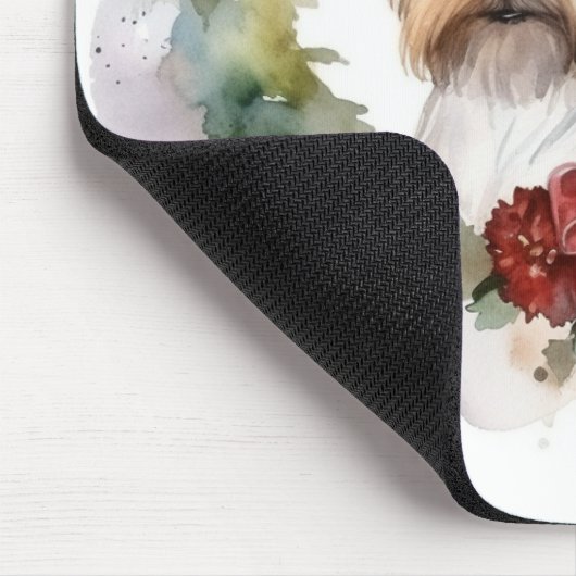 Biewer Terrier Kerstkrans Feestelijke Pup Muismat (Hoek)